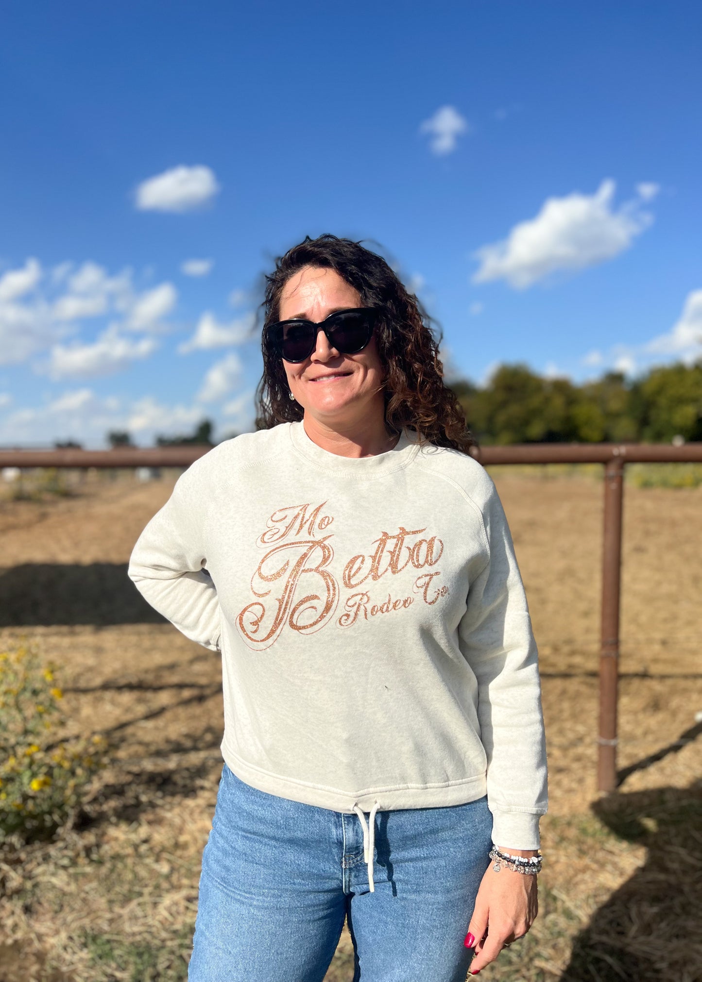 Mo Betta Rodeo Co Gold Sparkle Crewneck