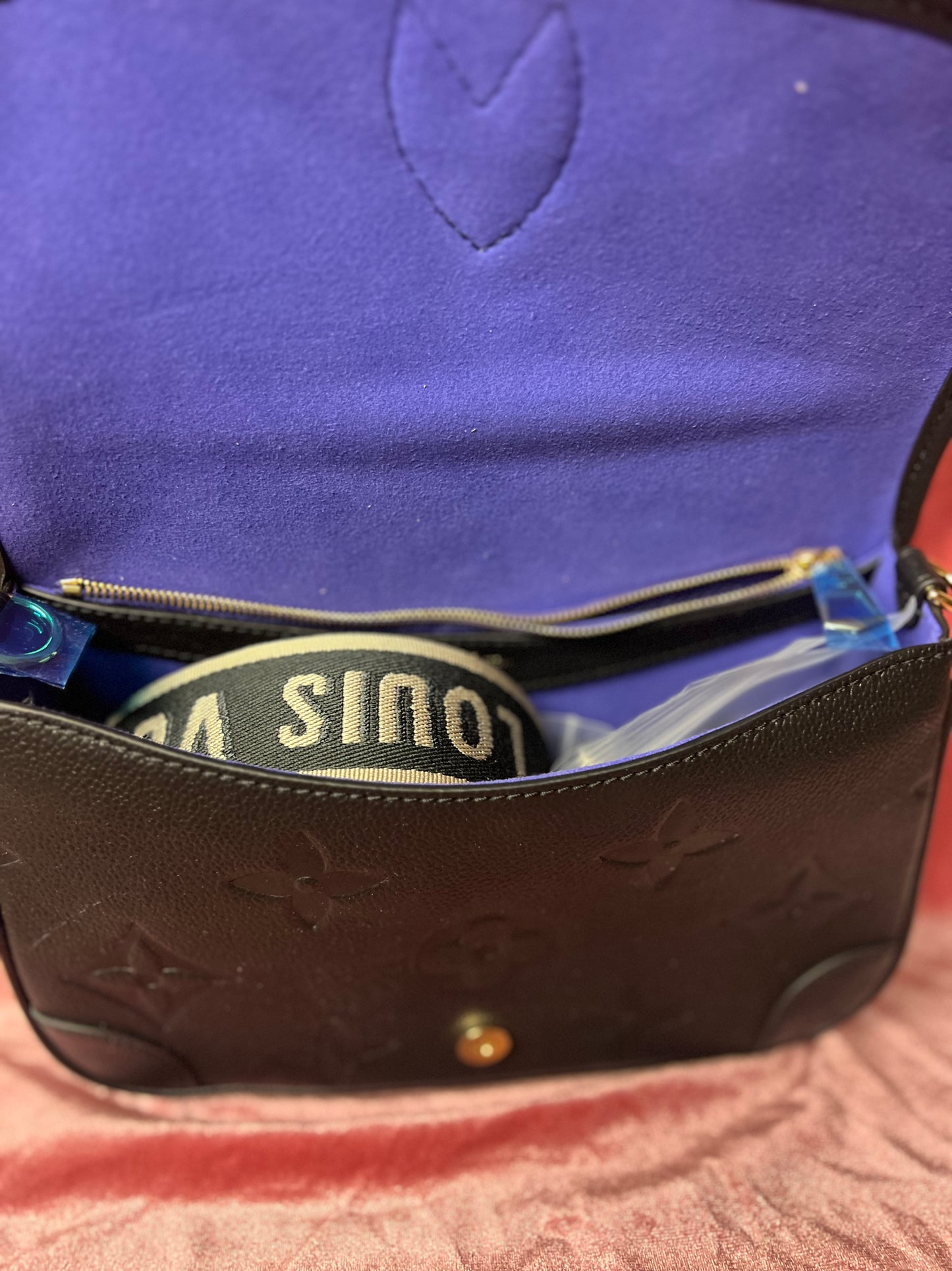 Black Purse with Purple Interior