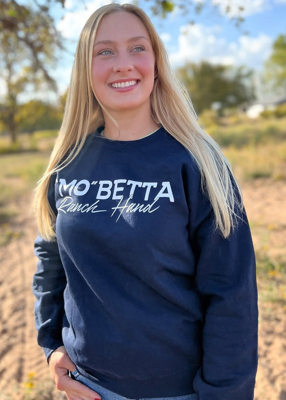 Navy "Mo" Betta Ranch Hand Crewneck