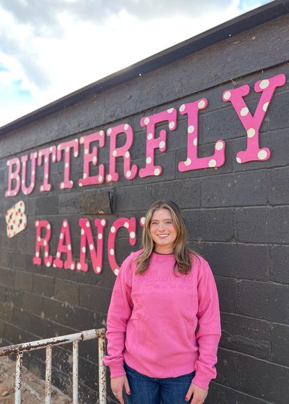 Butterfly Ranch Embossed Crewneck
