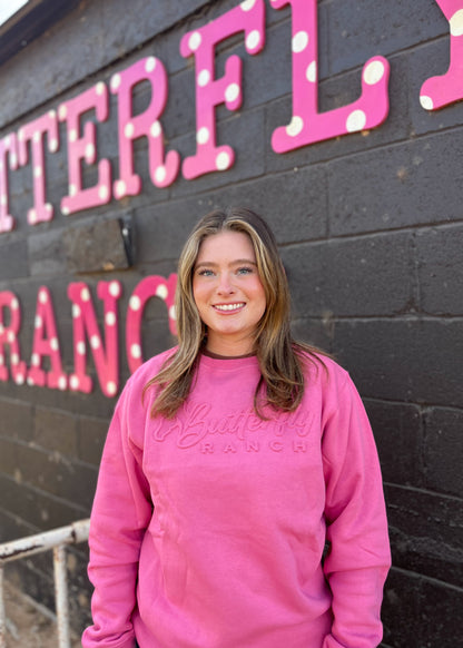 Butterfly Ranch Embossed Crewneck