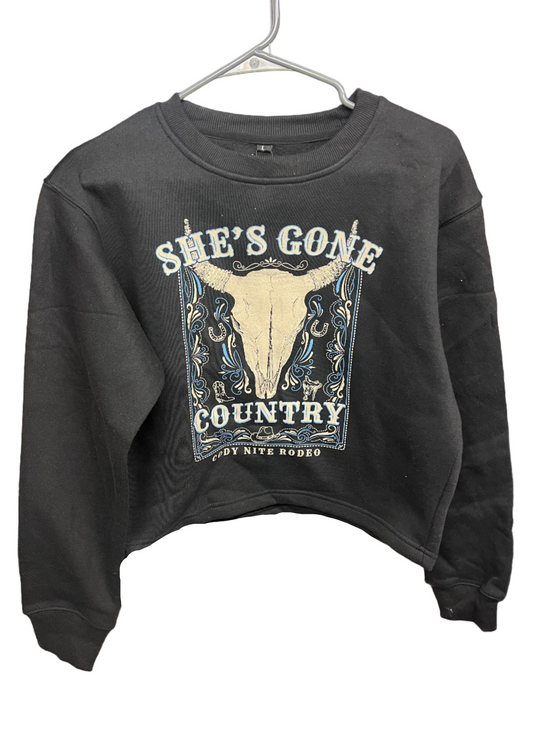 She's Gone Country Black Crewneck