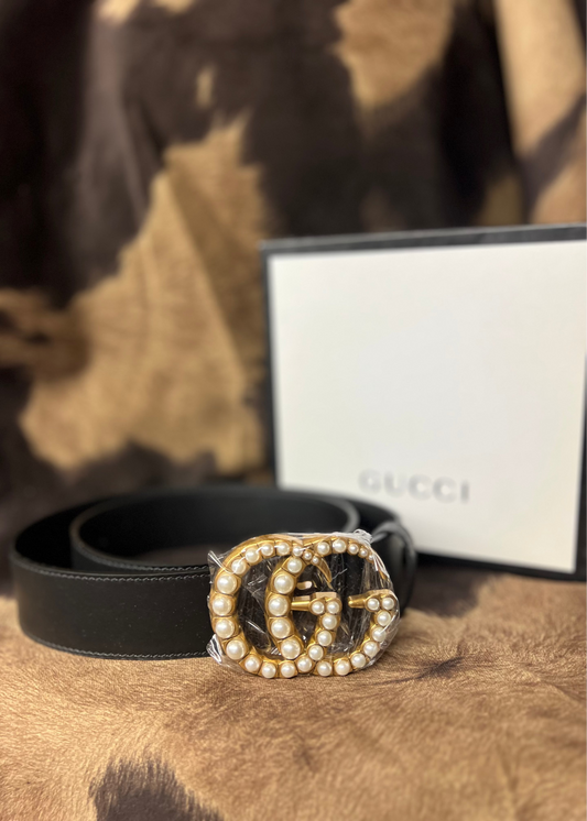 Black Belt with Pearl Buckle