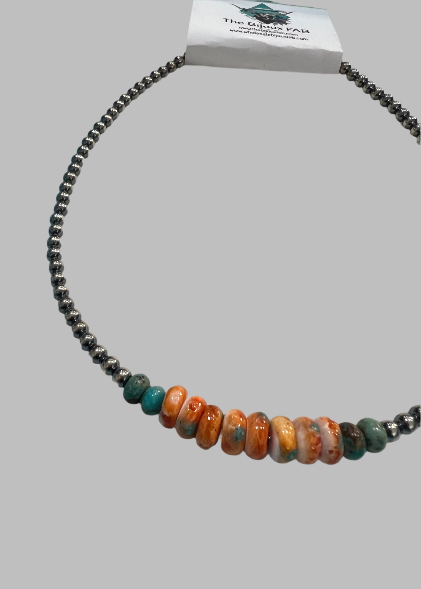 Sterling Silver Navajo Pearl Necklace with Spiny Oyster